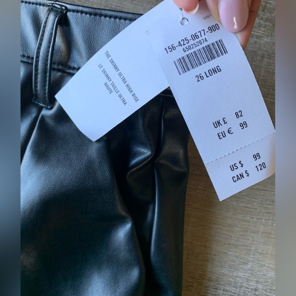 Abercrombie & Fitch The Skinny Ultra High Rise Faux Leather Ankle Slit Pants 26L - Picture 2 of 13